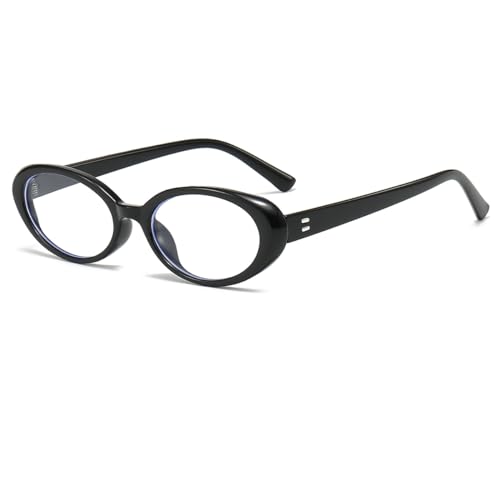 NIDOVIX Oval Frame Clear Lens Glasses for Women Men Classic Vintage Retro Oval Non Prescription Eyeglasses (Black/Anti-blue Lens)