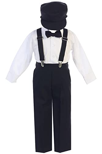 Image of Pink Princess Suspenders Pants Set - Toddler Wedding Outfit Boy - Baby Boy Formal Outfits - Easter Church Dress Clothes Tie