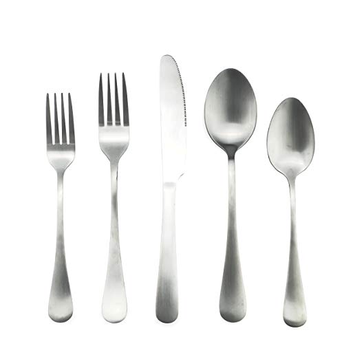 Gugrida Luxury Portable Stainless Steel 20-Piece Silverware Set, Cutlery Set Service for 4 Travel Utensils Set for Camping Office, Matte Knife Fork Spoon Set, Dishwasher Safe