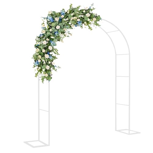 White Metal Garden Arch for Climbing Plants Wedding Arch Trellis Flowers Frame Stand Garden Arbor for Party Decor Plant Support Rose Arch 200x220cm Elegant Outdoor Decorative Structure for W