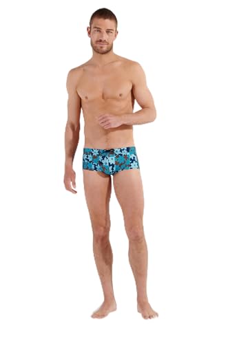 HOM Herren Mervyn Kurze Badehose Swim Trunks, Blumendruck Naif in Blautönen, S