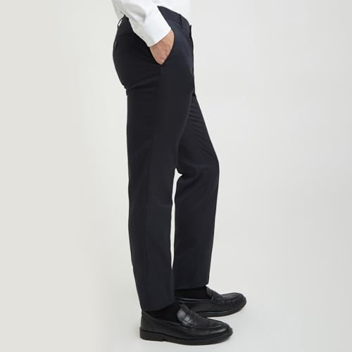 Image of Raymond Men Slim Fit Checks Pattern Polyester Blend Flat Front Formal Trouser