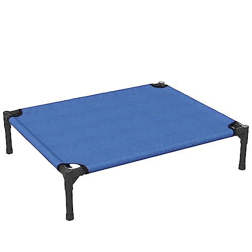 PawHut Brandina per Cani Taglia Media Pieghevole per Interno ed Esterno, Lettino per Cani Rialzato, Cuccia in Metallo e Tessuto Oxford, 76x61x18 cm, Blu