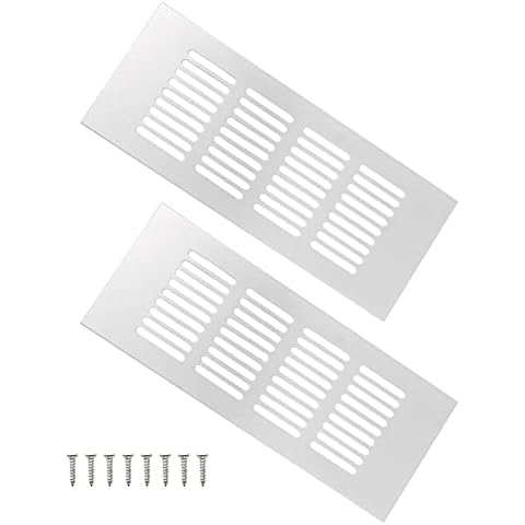 SRJQXH 2 Pcs Ventilation Grill Cover, Long 200 mm Air Vent Covers, Silver Aluminum Cupboard Vents Cover, Can be Used for Cabinets, Wardrobe Ventilation Cover