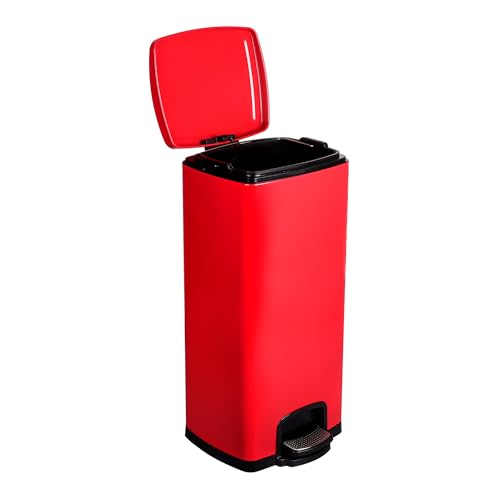 Caneca de basura metálica con pedal y tapa suave 32 quart miniatura 2