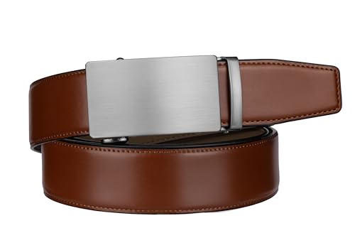 Image of Zitahli Belt Men,Leather Ratchet Belt for Men Dress Casual Every Day with Adjustable Buckle,Trim to Fit For Gift
