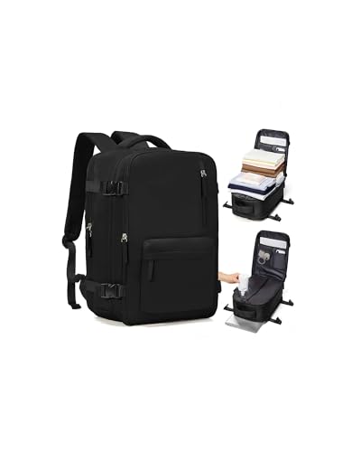 Mochila a vácuo de viagem com bomba de vácuo para mulheres e homens, mochila de compressão, aprovada por avião, bolsa pessoal com sistema de vácuo, bolsa de mão com airbag, preta