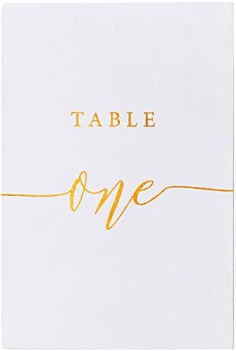 Crisky Table Number Cards Gold Foil for Wedding, Anniversary, Birthday, Bridal Shower party. Double-sided Design 4 x 6 Inch Number One-Thirty (1-30) & Head Table.
