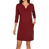 Lightbare Women’s 3/4 Sleeve Dress with Pockets UPF 50+ Casual Sun Dress Breathable Quick Dry for Be