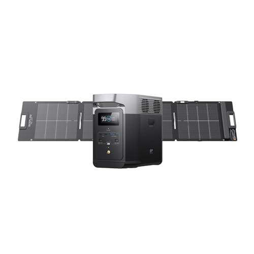 EcoFlow DELTA 2 tragbare Powerstation mit 110W Solar Panel, balkonkraftwerk mit speicher solaranlage balkon und Schnellladung als Solargenerator für die Stromversorgung, für Camping und Wohnmobile