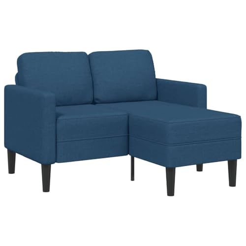 Sofá de 2 plazas con Chaise Longue en Forma L Tela Azul Sofá Esquinero de 2 Plazas con Chaise Lounge, Tejido Suave y Estructura Sólida para Salón 125 cm