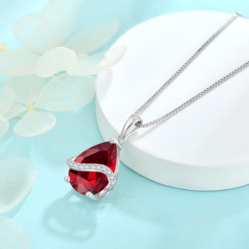 Teardrop Necklace for Women 925 Sterling Silver Birthstone Necklace Pendant Jewelry Gifts for Her 5