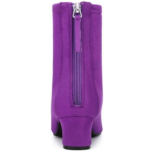 Allegra K Allegra K Women's Square Toe Ankle Boots Chunky Low Heels Purple Boots 7 M US