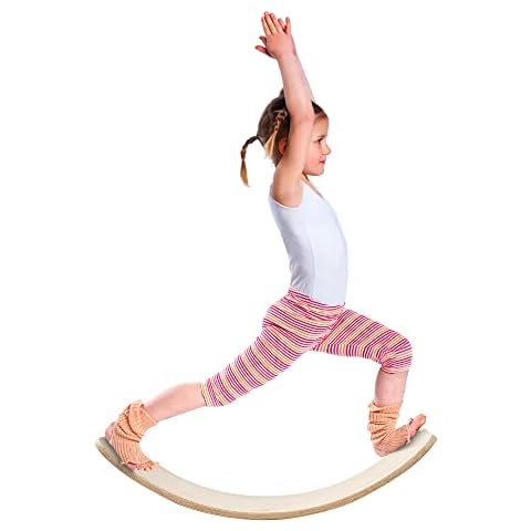 Balance Board Wobble Board - Balance Boards for Adults - Wooden Wobble Balance Board for Kids and Toddler - Yoga Board - Rocker Board - Natural Solid Wood Curvy Board 36" Cover