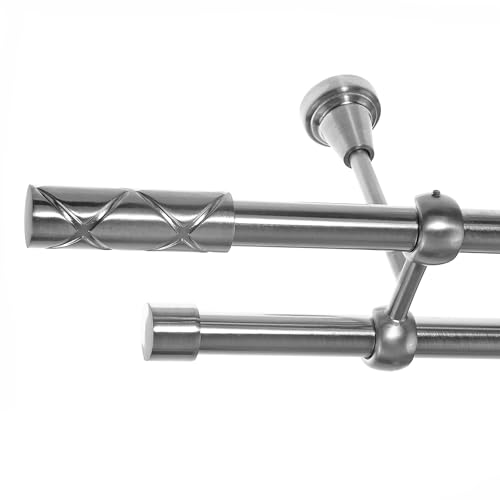 BASIT Gardinenstange Deckenmontage 2 läufig 160cm lang Edelstahl...