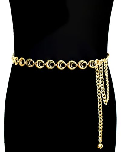 Gold Waist Chain Belt for Women, Adjustable Fashion Metal Body Link Belts for Jeans Dresses2