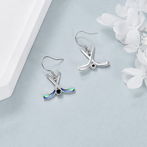 Yafeini Hockey Earrings Sterling Silver Abalone Shell Hockey Stick And Ball Dangle Drop Earrings Hockey Jewelry Gifts For Women Girls #TOP2