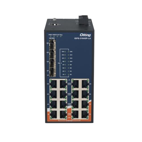 Image of IGPS-3164GP-LA | 20-Port Gigabit Managed PoE Switch, 16 GE PoE+, 4 SFP Slots, ORing Industrial Networking