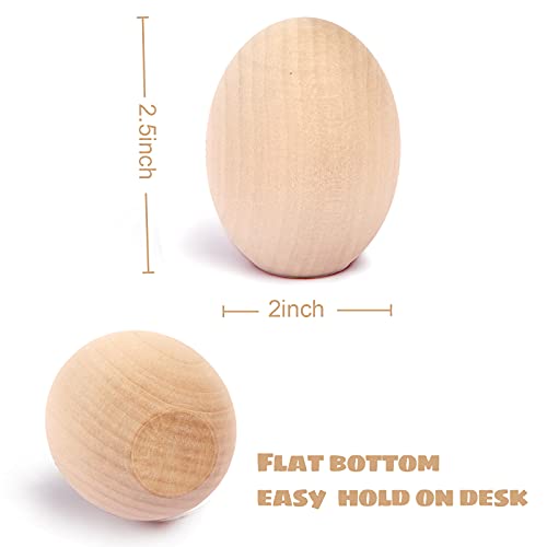 Sally Fashion 15Pcs Unfinished Wooden Easter Eggs,Flat Bottom Fake Eggs For Crafts And Easter Egg Ornaments For Kids Diy Game #TOP1
