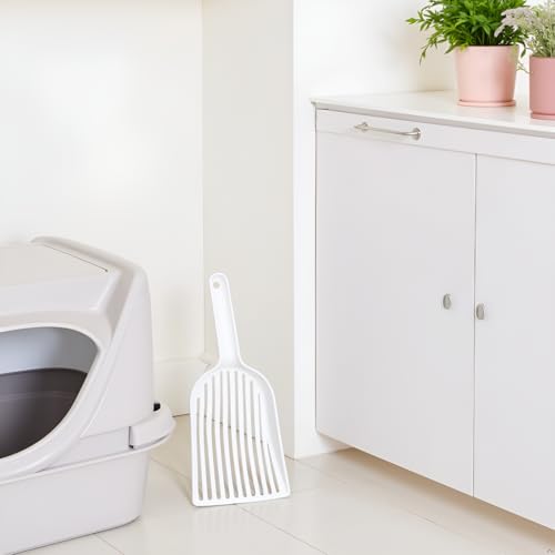 Image of Ubbi Pet Cat Litter Scooper, Ergonomic Handle, Durable Plastic Litter Scoop for All Litter Types, Easy-Clean Design, White