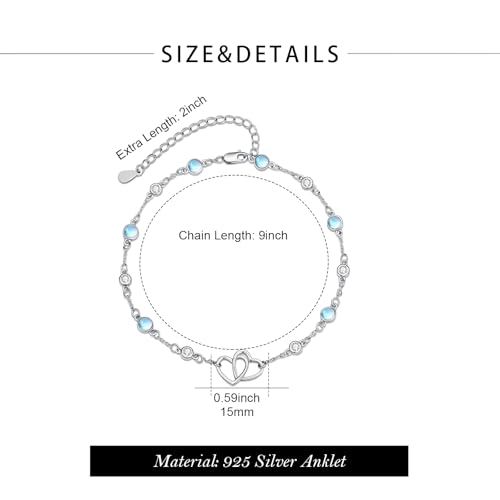 Image of Anklet for Women 925 Sterling Silver Double Infinity Ankle Bracelet Waterproof Summer Jewelry Anniversary Birthday Gifts for Her