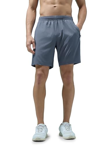 Image of TECHNOSPORT Men's Solid Woven Slim Fit Shorts for Running, Sports & Gym Workout with 2 Way Stretch