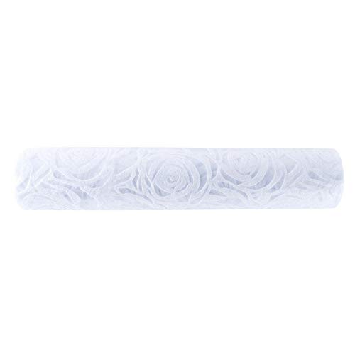 Ideen mit Herz Camino de mesa Deluxe | fieltro decorativo en rollo | 30 cm x 5 m | camino de mesa | decoración de mesa | varios diseños a elegir (rosas | blanco)