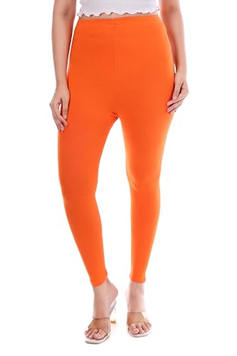 Image of TPF Women Solid Cotton Lycra Stretchable Leggings | Comfortable Ankle-Length Slim Fit Leggings for Women & Girls | Soft, Breathable Wear Bottoms