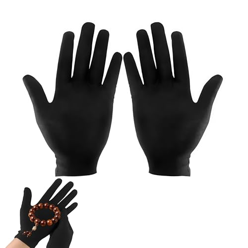 SYHSYC Lot De 4 Gants Noirs En Coton, Gants De Travail Fins Et Doux, Pour Hommes Et Femmes, Avec Sensibilité Tactile, Pour La Bijouterie (Indifférente Main Gauche Et Main Droite).