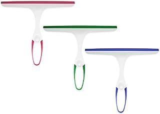 3 Pcs Window Squeegees, Shower Squeegees for Bathroom, Plastic Window Cleaner Squeegees, Glass Screen Cleaning Rubber Blade, Cleaner Scraper Washer for Mirror, Bathroom, Window, Floor, Glass