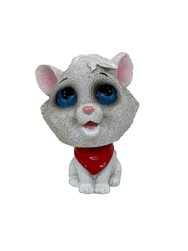 Figura con cabeza mecedora, reproducción de gato blanco, material resina, altura 8 cm