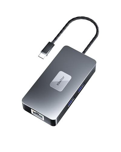 Laptop Docking Station, XikeStor 7-in-1 USB C to HDMI Hub, Multiport Adapter with 2.5G Ethernet, Dual USB3.2 10Gbps,100W PD, 4K HDMI Monitor, SD/TF 3.0 Card Reader for MacOS Windows Linux Android