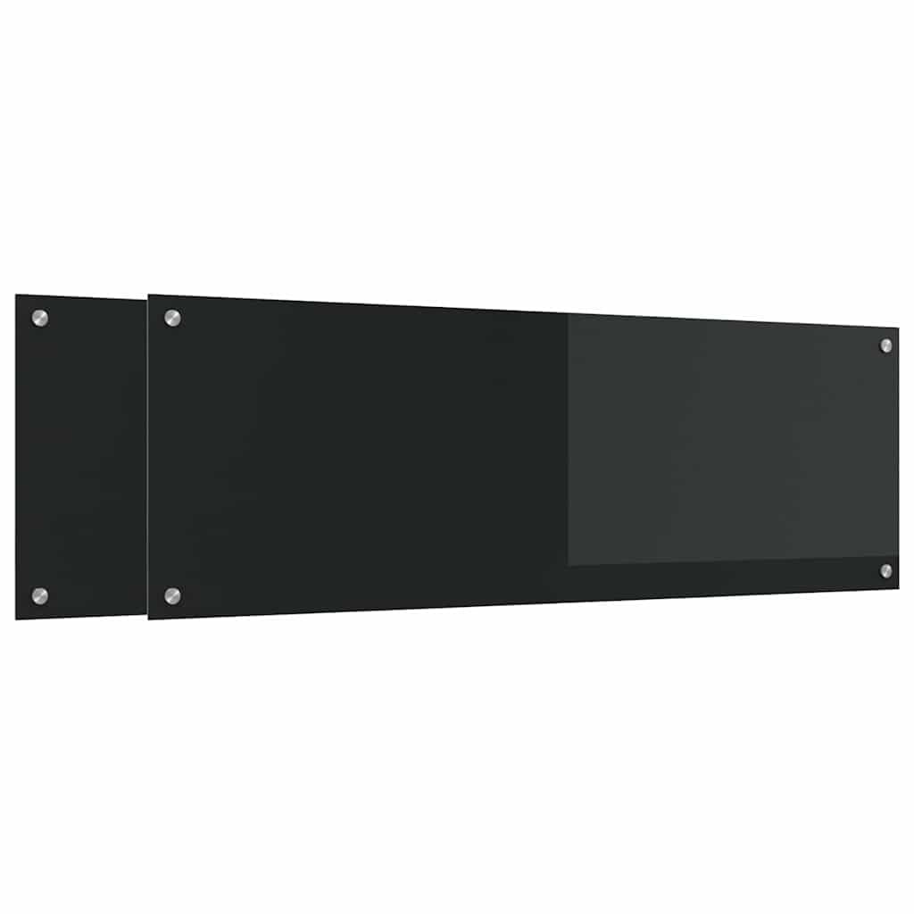 Lumanois Crédence de Cuisine 2 pcs Noir 120 x 40 cm Verre trempé Ustensiles & Accessoires de Cuisine Noir,3415497