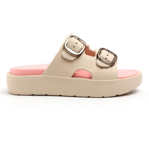 Image of RADIANCE Women Buckle Sandals with Super Soft Insole | Ergonomic Footbed | Lightweight | Skin-Friendly | Cushioned Sole | Trusted by Doctors l Latest, Stylish and Trendy Slip-Ons for Girls and Ladies