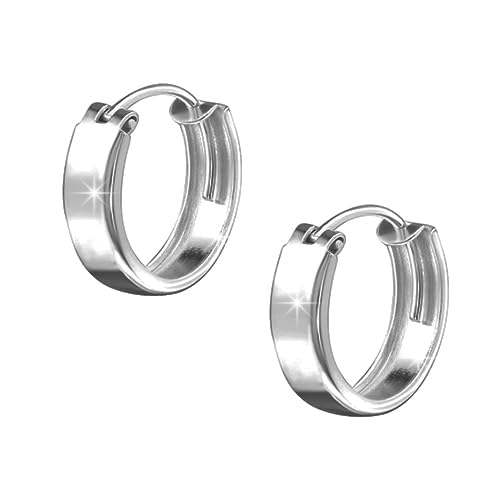 SIVYAA Hoop Bali Earring | Pure 925 Silver | Plain Round Solid Flattish Edge Stylish Piercing Ear Ring Set | Huggie Loops Tops | Gift Item for Men Women Boy Girl, Size 15 mm Small (B0D3FKS34C) Amazon Price History, Amazon Price Tracker