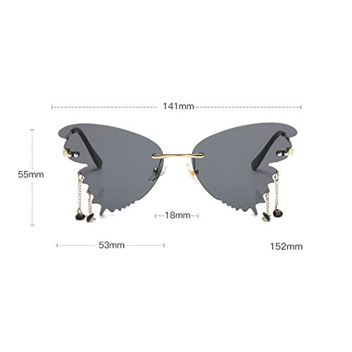 Butterfly Sunglasses Women Rhinestones Pendant Ladies Sun Glasses 2020 Trendy Oversized Rimless Tear Drip Eyewear (purple)3