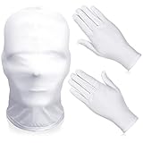 Eurzom 2 Pcs Faceless Mask and Gloves Full Face Mask Full Finger Gloves for Halloween Masquerade Cosplay Unisex Adult Costume(White)