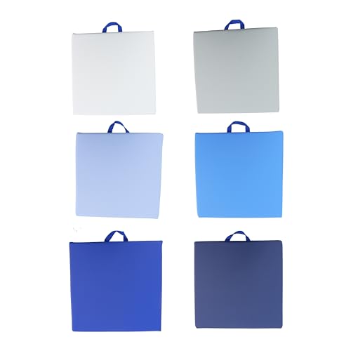Image of Factory Direct Partners SoftScape 15 inch Square Classroom Floor Cushions with Handles Flex Seating for Daycare, Preschool, Playroom 2 inch Thick Deluxe Foam (6-Piece) - Navy /Powder Blue, 12228-NVPB
