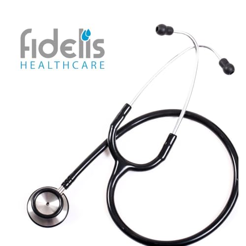 Image of Fidelis Healthcare Black Edition Dual Head Stainless Steel Stethoscope for Doctors, Nurses & Medical Students | Light Weight Chest Piece | Flexible Latex Free Tube
