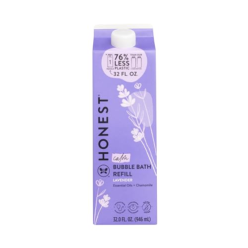 The Honest Company Foaming Bubble Bath Refill Carton | Gentle for Baby | Naturally Derived, Tear-free, Hypoallergenic | Lavender Calm, 32 fl oz