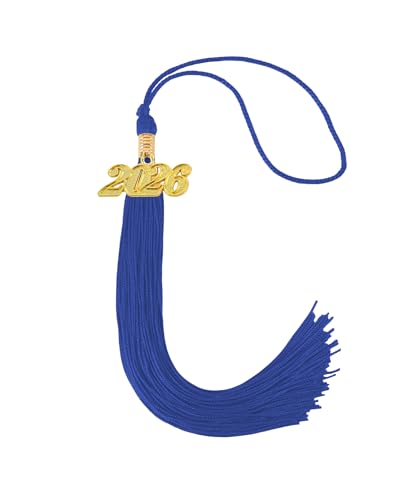 Image of Graduation Tassel 2026 for Grad Cap,Royal Blue Tassel with Gold Charm