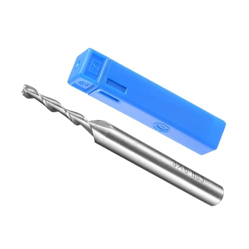 CoCud 2-Spiralnut-Fräser, 3 mm Durchmesser, 20 mm Länge, Hochgeschwindigkeitsstahl, gerader Fräser mit Aufbewahrungsbox - (Anwendungen: für Sperrholz, Hartholz, Kunststoff)