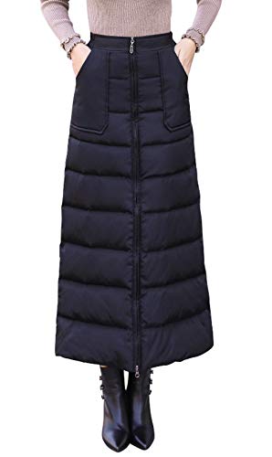 chouyatou Women's Bi-Directional Zip Up 1 Piece A Line Long Insulated Skirt