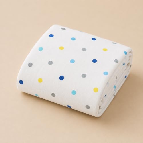 Image of 100% Cotton Muslin Baby Swaddle & Bath Towel, 120 x 120 cm (47 x 47 Inches), Soft & Breathable Newborn Baby Swaddle Wrap, Lightweight Cotton Baby Blanket, 0-18 Months, Multi Dot + Coconut, Set of 2