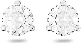 Swarovski Solitaire stud earrings, Round cut, White, Rhodium plated