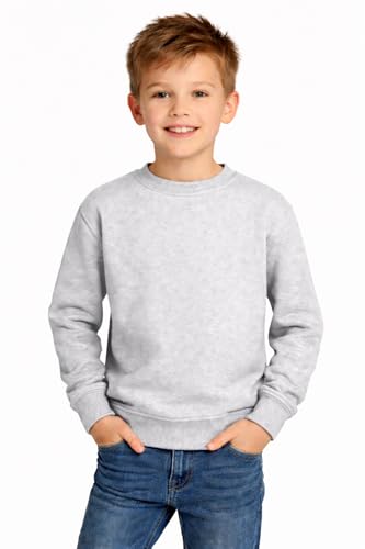 Image of L S U Unisex SweatShirt Boys Girls Fleece Jumper Classic Crew Neck Long Sleeve School Uniform Sweater (Grey 9-11 Y)