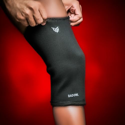 Image of BADOWL Flexa Knee Cap for Men and Women | All-Day Comfort Compression Sleeve for Joint Support, Running, Gym, Sports, Injury Recovery - Black (1 Pack) (XL)