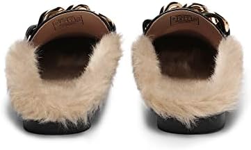 DREAM PAIRS Mules for Women Flats Fur Mules Comfortable Slip On Shoes Backless Leather Mules Slippers Loafers SDML2205W Black Size 8 | Image 3