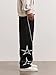 ZAFUL Men's Star Side Striped Casual Pants Y2K Lightweight Drawstring Dance Pants Baggy Fashion Straight Leg Pants Black L