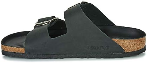 Sand lia feminina Birkenstock Arizona com fivela grande, Preto, 5